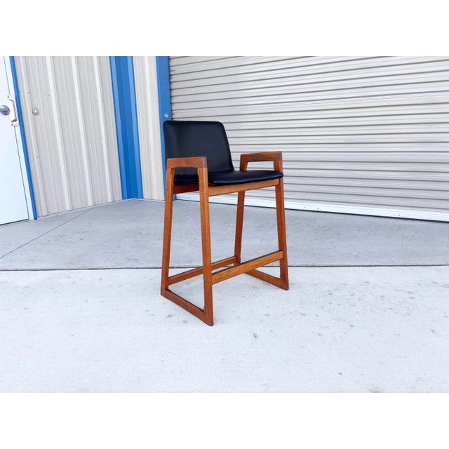1960s Danish Modern Teak Barstool Set of 4 For Sale - Image 10 of 12
