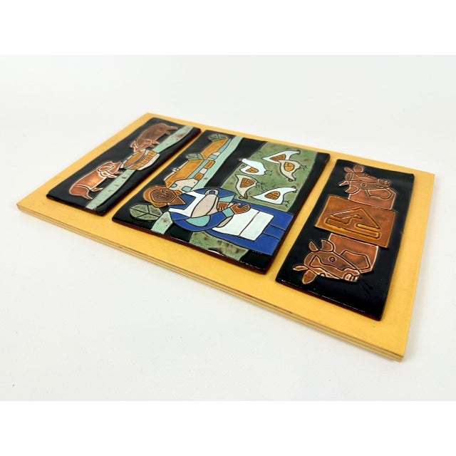 Yellow Vintage Dutch Wall Tile Tableau by Henk Potters for Ceramics Oisterwijk, 1970s For Sale - Image 8 of 9