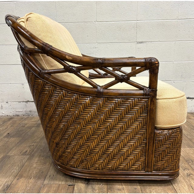 Tommy Bahama Lexington Tommy Bahama Bali Hai Collection Diamond Cove Swivel Chair For Sale - Image 4 of 10