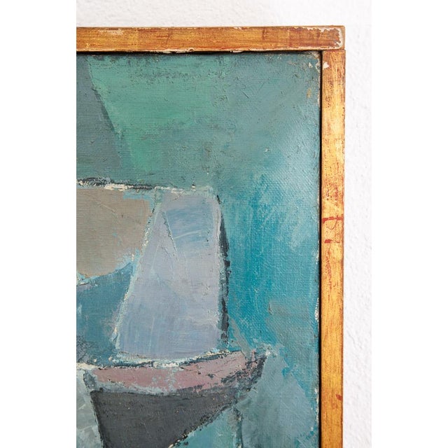 Mid Century Oil Painting George Constant Art Abstract Bull Original Blue For Sale - Image 9 of 12