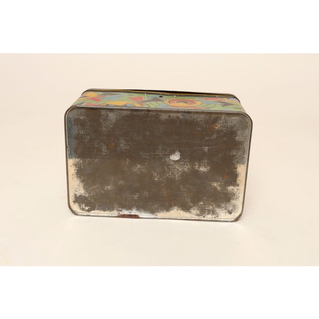 Green Art Deco Bauhaus Geometric Decorative Tin Box With Brass Handle For Sale - Image 8 of 18