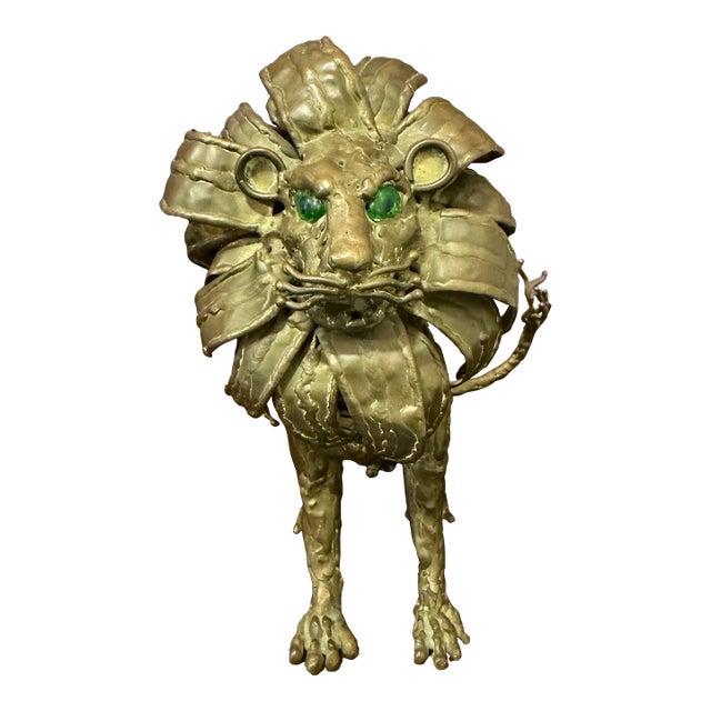 1990s Sergio Alvarado Brass Lion Figurine For Sale