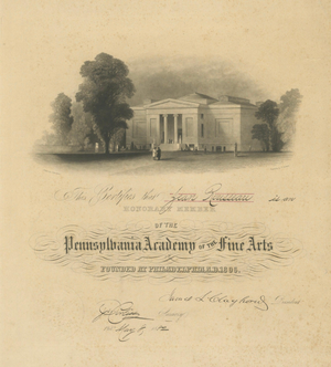 Pennsylvania Academy of the Fine Arts Honorary Membership Certificate, 1882