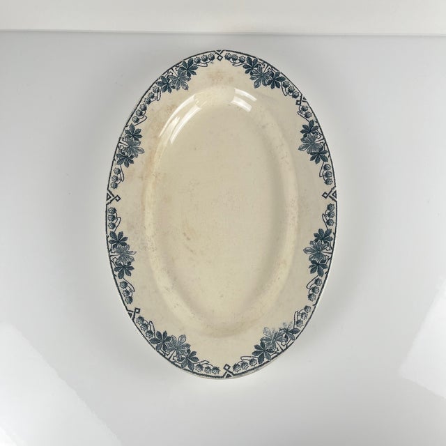 Ceramic Oval Dish with Tunis Pattern by Longwy, 1890s For Sale - Image 7 of 14