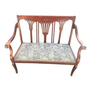 19th Century Antique Settee Bench/Couch Mother of Pearl Inlay