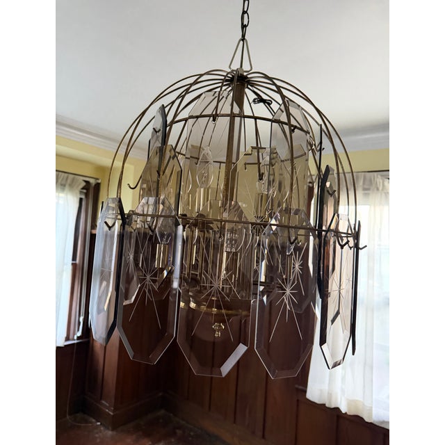 Hollywood Regency Pristine Vintage 1970s Hollywood Regency Glass Prism Chandelier For Sale - Image 3 of 3