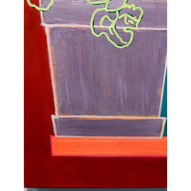 1990s Fauvist Style Oil Painting of Flower Planters in a Window by Molly Schiff For Sale In Chicago - Image 6 of 10