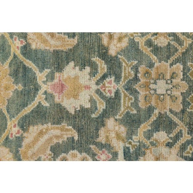 Textile 6x9 Antique Agra Style Wool Rug in Muted Sage Green, Ochre, and Ivory For Sale - Image 7 of 11