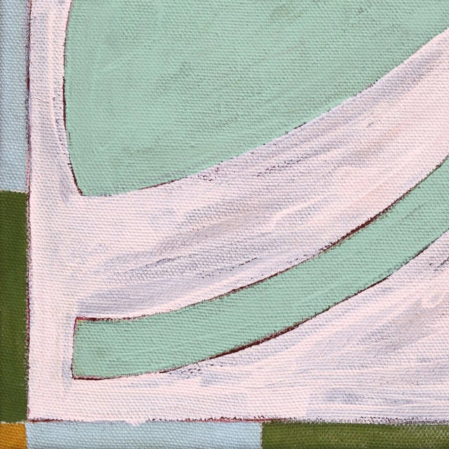 Rule of Threes - Small Green Abstract Botanical Mixed Media Painting on Raw Canvas by Meredith Walker For Sale In Los Angeles - Image 6 of 9