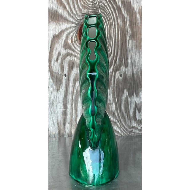 Mid-Century Modern Mid 20th Century Vintage Glazed Ceramic Gladiola Vase For Sale - Image 3 of 13