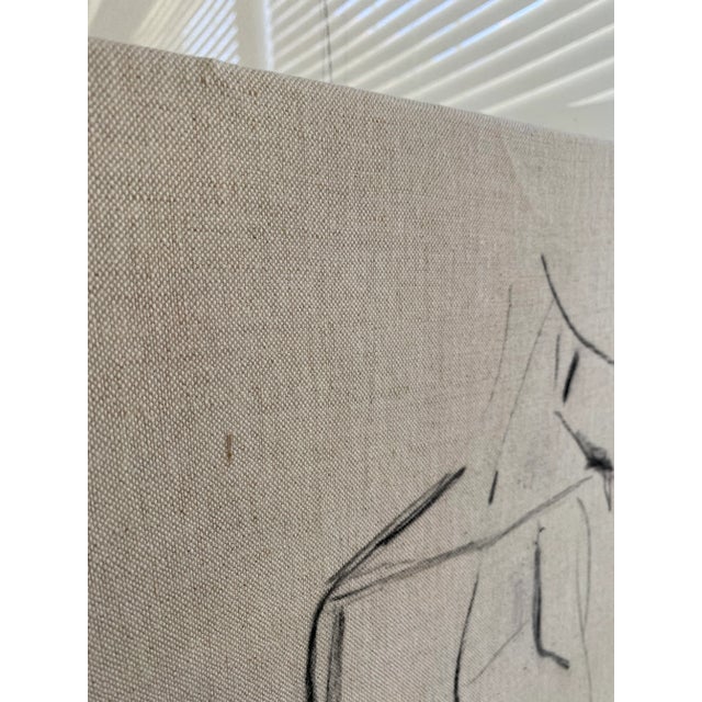 Charcoal Original Abstract "Nude Study" in Charcoal on Old, Repurposed Canvas by Kendra Dennis For Sale - Image 8 of 12