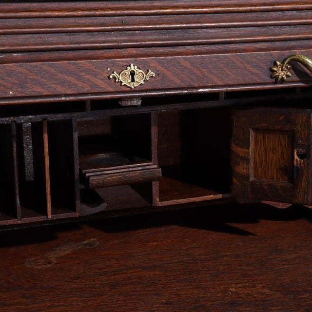 Antique Rj Horner Oak Ladies Roll Top Desk C1910 For Sale - Image 11 of 18