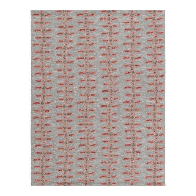 Scandinavian Style Kilim Rug in Gray, Red & Pink by Rug & Kilim 12x18 For Sale