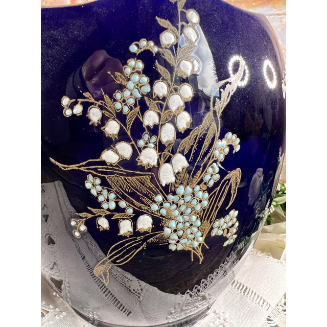 Antique French Cobalt Blue Faience Cache Pot, 1890s For Sale - Image 4 of 13