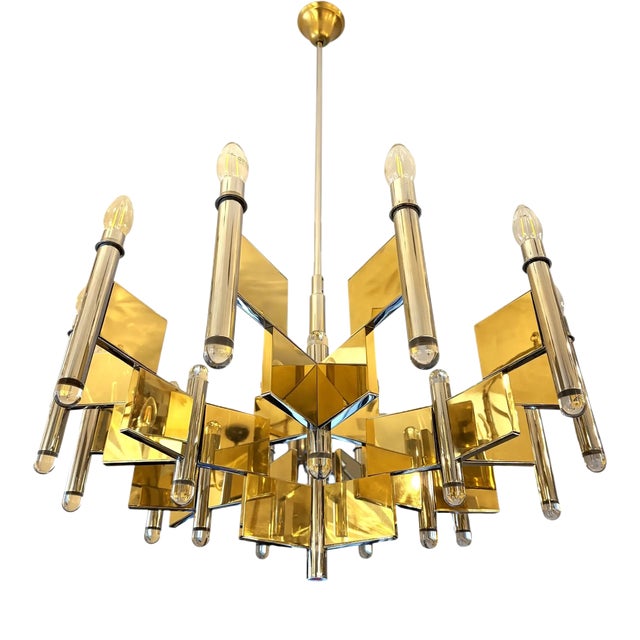 Vintage Italian Chandelier from Gaetano Sciolari, 1970s For Sale
