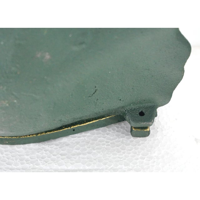 Vintage Green Cast Iron Frog Bird Feeder or Bath For Sale - Image 9 of 10