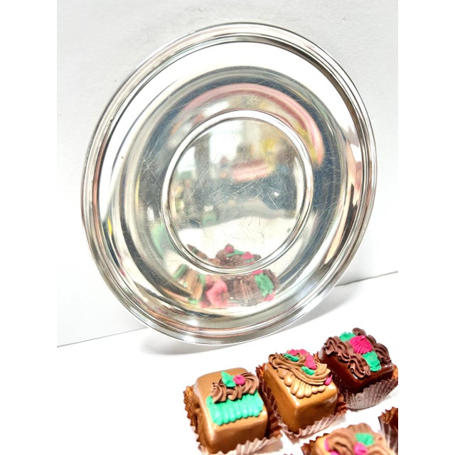 Metal Silverplate Tray With Faux Christmas Holiday Chocolates - A Set of 8 For Sale - Image 7 of 10