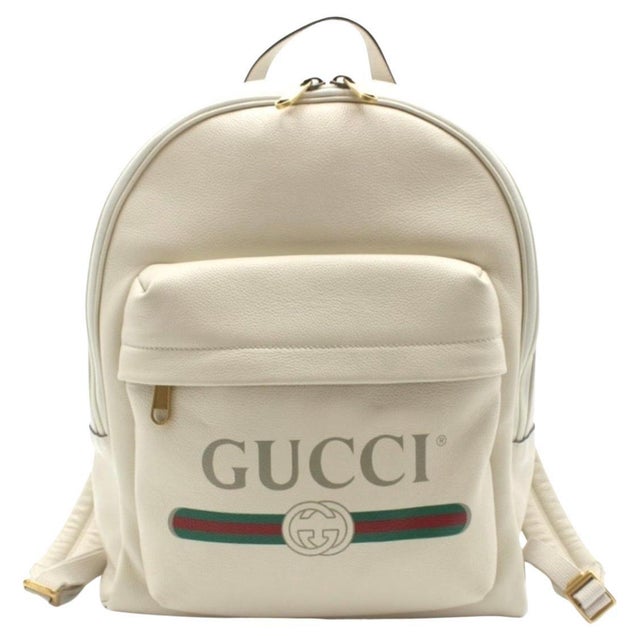 Gucci Logo Cripto Print Leather Ivory 100% Authentic W/ BOX! Unisex Backpack For Sale - Image 15 of 18