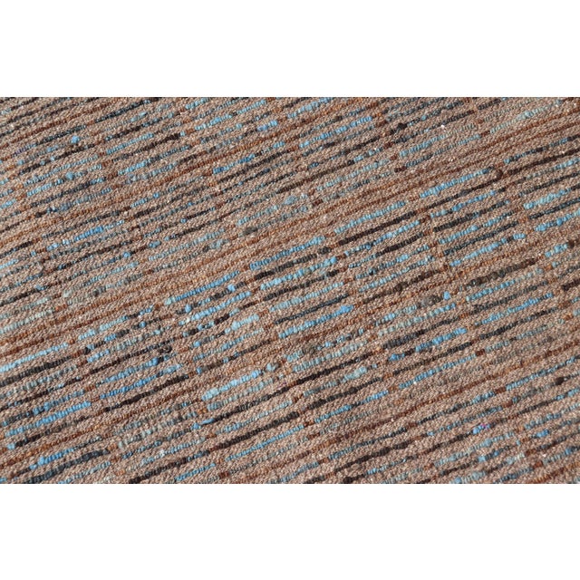 Keivan Woven Arts Modern Runner in Distressed Moroccan Squared Design With Blue For Sale - Image 11 of 11