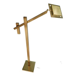 Hollywood Regency Brass Floor Lamp with Counterweight System, 1970s For Sale