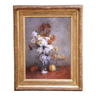 19th Century French Floral Still Life Oil Painting Signed Jean A. Gonzalez, 1889 For Sale