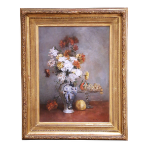 19th Century French Floral Still Life Oil Painting Signed Jean A. Gonzalez, 1889