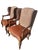 A Pair of Custom Ralph Lauren Wingback Lounge Chairs Upholstered in Leather and Paisley For Sale - Image 15 of 18