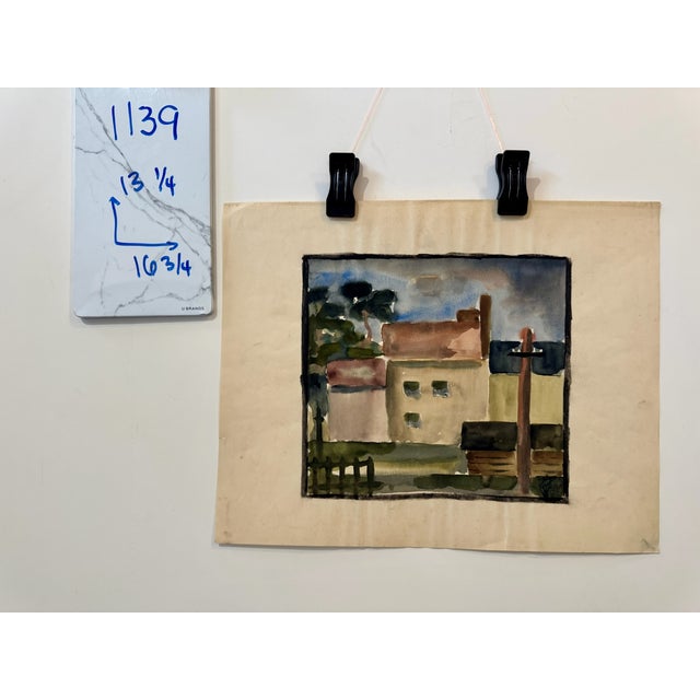 Paper Henry Emil Salloch Original Watercolor on Paper Architectural Village Scene. For Sale - Image 7 of 7