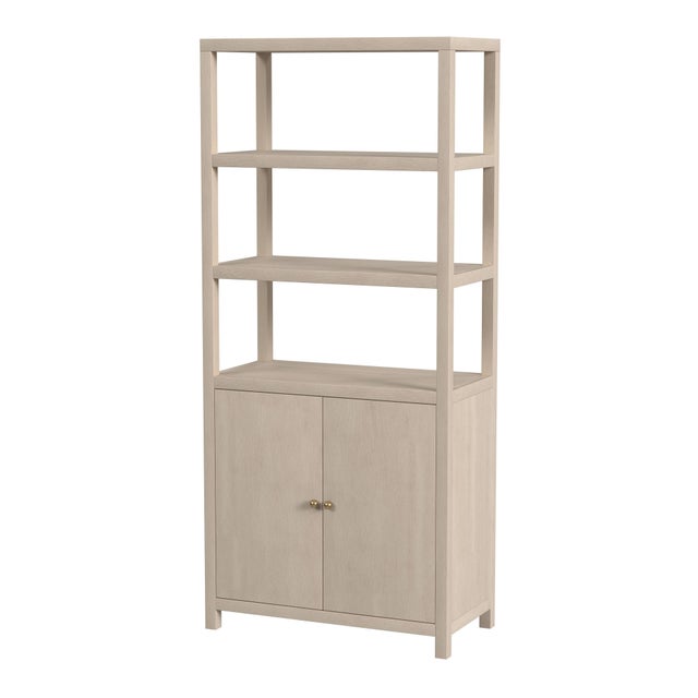 Beige Nora 32 in W. x 72 in. H Wood 3- Tier Etagere Bookcase, Antique Taupe For Sale - Image 8 of 8