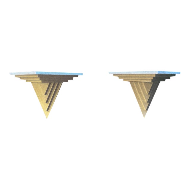 1980s Art Deco Postmodern Shelf Shelves Display- a Pair For Sale