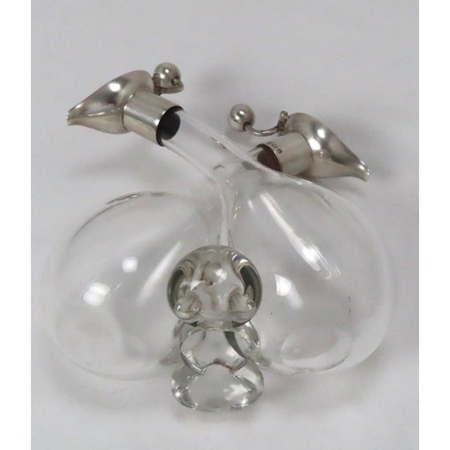 Circa 1907 Early English Arts & Crafts Hand Blown Crystal With Sterling Silver Vinegar & Oil Bottles For Sale - Image 9 of 13