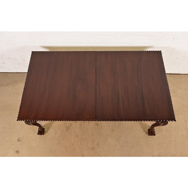 Henredon Style Chippendale Carved Mahogany Extension Dining Table, Newly Refinished For Sale - Image 9 of 14