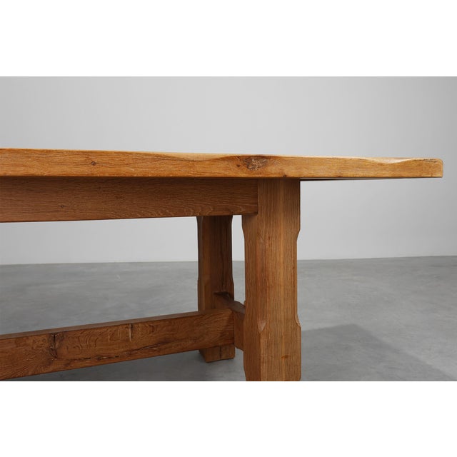 1960s Mid-Century Brutalist Oak Dining Table, Belgium, 1960s For Sale - Image 5 of 13