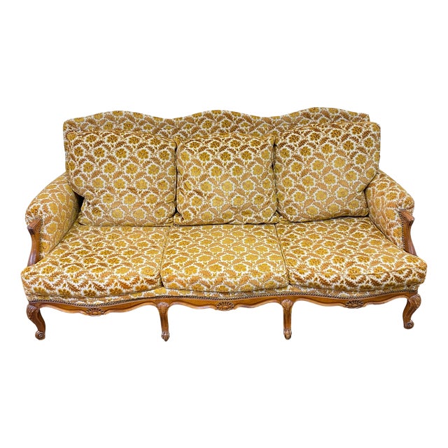 Louis XV Yellow 3-Seater Sofa For Sale