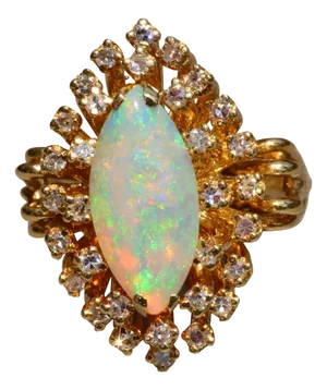 The Harrington: Vintage 14 Karat Opal and Diamond Cocktail Ring