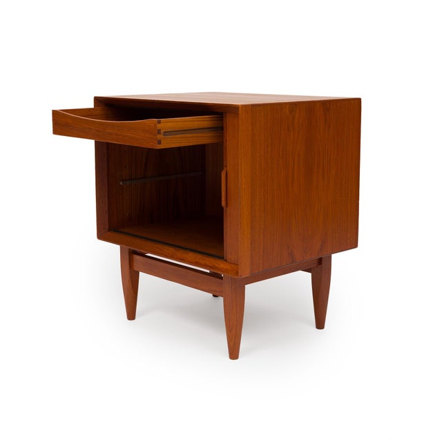Vintage 1960s Danish Mid Century Svend Åge Madsen Teak Tambour Door Nightstands - Pair For Sale - Image 13 of 17