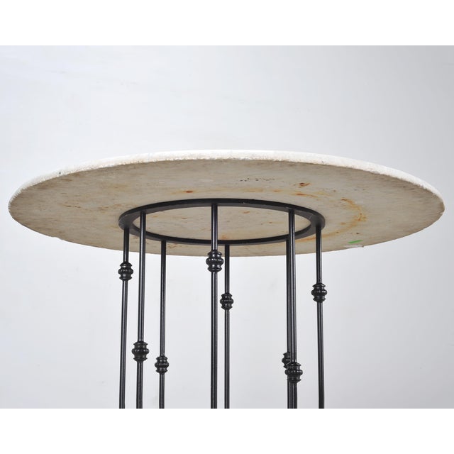 Italian Round Iron Carrara Marble Center or Garden Table For Sale In Sacramento - Image 6 of 15