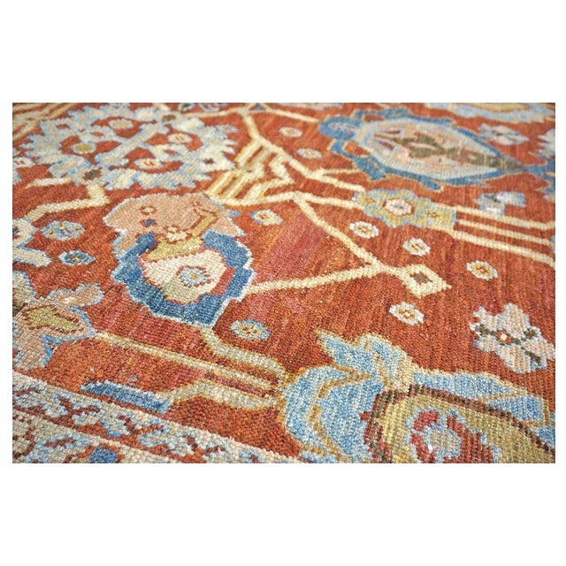 Red Antique Persian Sultanabad Wool 9 x 12 Rust, Navy & Ivory Handmade Area Rug #1140095 For Sale - Image 8 of 12
