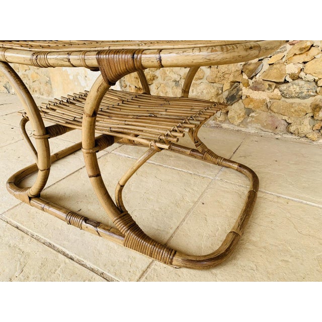 Mid-Century Bamboo and Rattan Coffee Table with Magazine Rack by Tito Agnoli, 1960s For Sale - Image 10 of 18