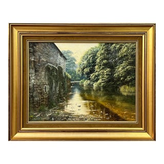 Spencer Coleman Painting of a Rural Countryside River Scene with Birds in Ireland, 1995 For Sale