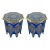 Moroccan Boho Chic White Brass Inlaid Side or End Table in Blue, a Pair For Sale