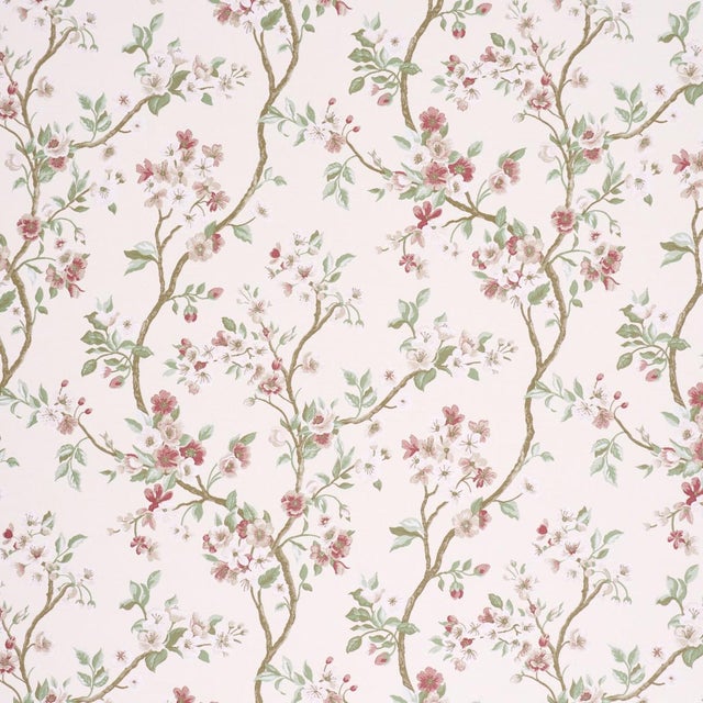 SAMPLE - Schumacher Cherry Blossom Fabric In Cherry For Sale