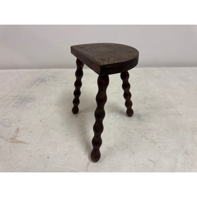 French Half-Moon Tripod Milking Stool, 1950s For Sale - Image 4 of 10