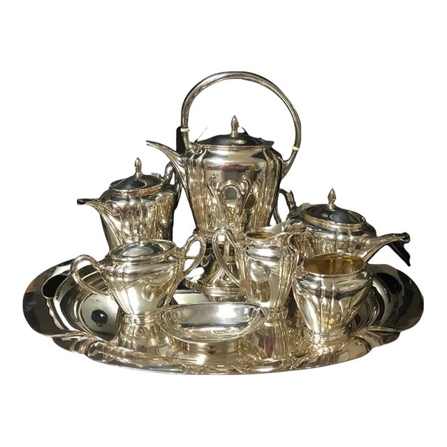Antique International Sterling Silver "Orchid" Pattern Tea Service- 9 Pieces For Sale