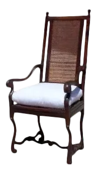 French Louis XIII Arm Chair Caned Back and Seat