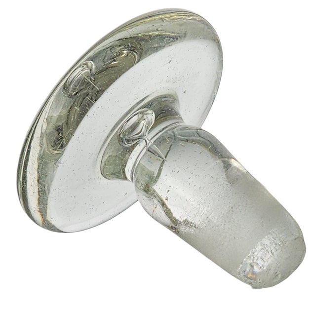 Transparent Vintage Hand Blown Crackle Glass Decanter Square Form With Stopper Studio Art Glass Bottle For Sale - Image 8 of 10