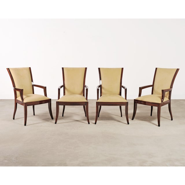 Set of Eight French Art Deco Style Macassar Ebony Dining Chairs For Sale - Image 4 of 18