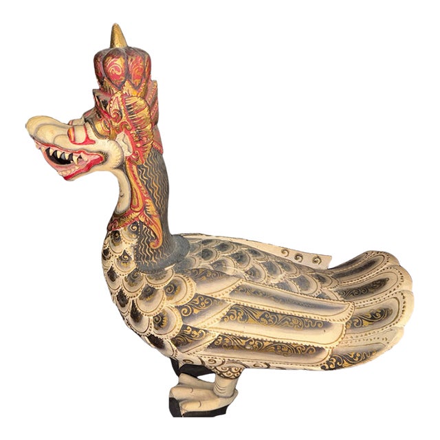 Early 20th Century Ornate Balinese Indonesian Garuda Winged Dragon Duck Sculptures With Storage Compartments - Set of Two For Sale