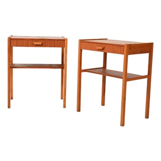 Vintage Scandinavian Bedside Tables with Drawer and Magazine Rack, 1960s, Set of 2 For Sale