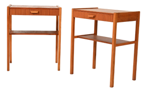Vintage Scandinavian Bedside Tables with Drawer and Magazine Rack, 1960s, Set of 2